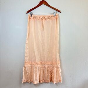 Free People Intimately Embroidery Peach Maxi Skirt Size Small NWT